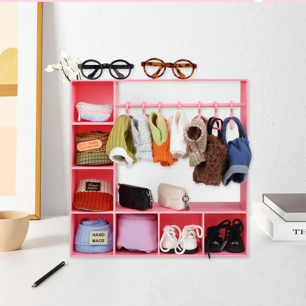 Large Capacity Doll Clothes Closet Portable with 10 Hangers Doll Wardrobe Durable Cute Clothes Storage for Figures - view 4