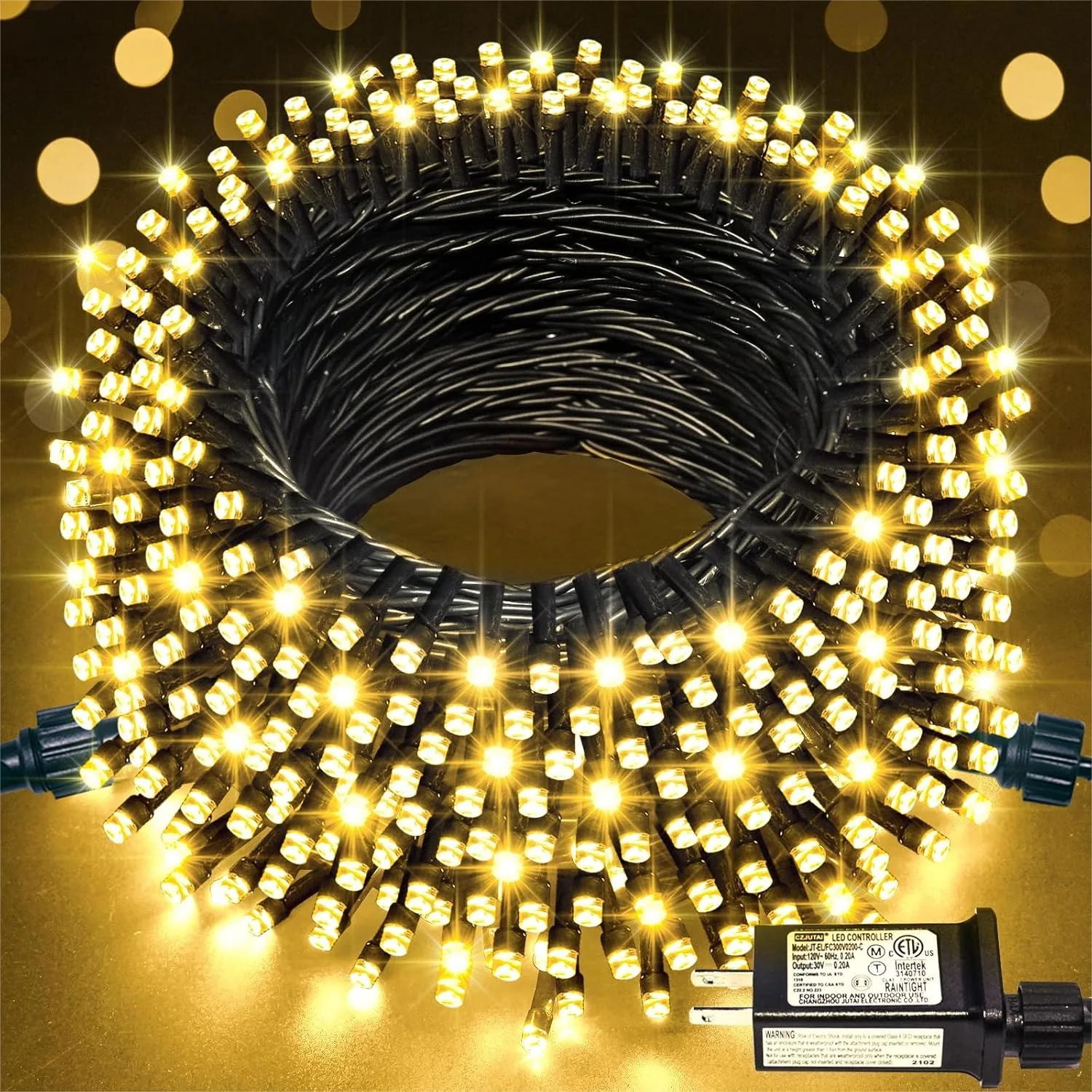 

66ft 200 LED Christmas Lights Outdoor Warm White Plug In With 8 Modes Timer For Tree Indoor Garden Party Wedding Decoration