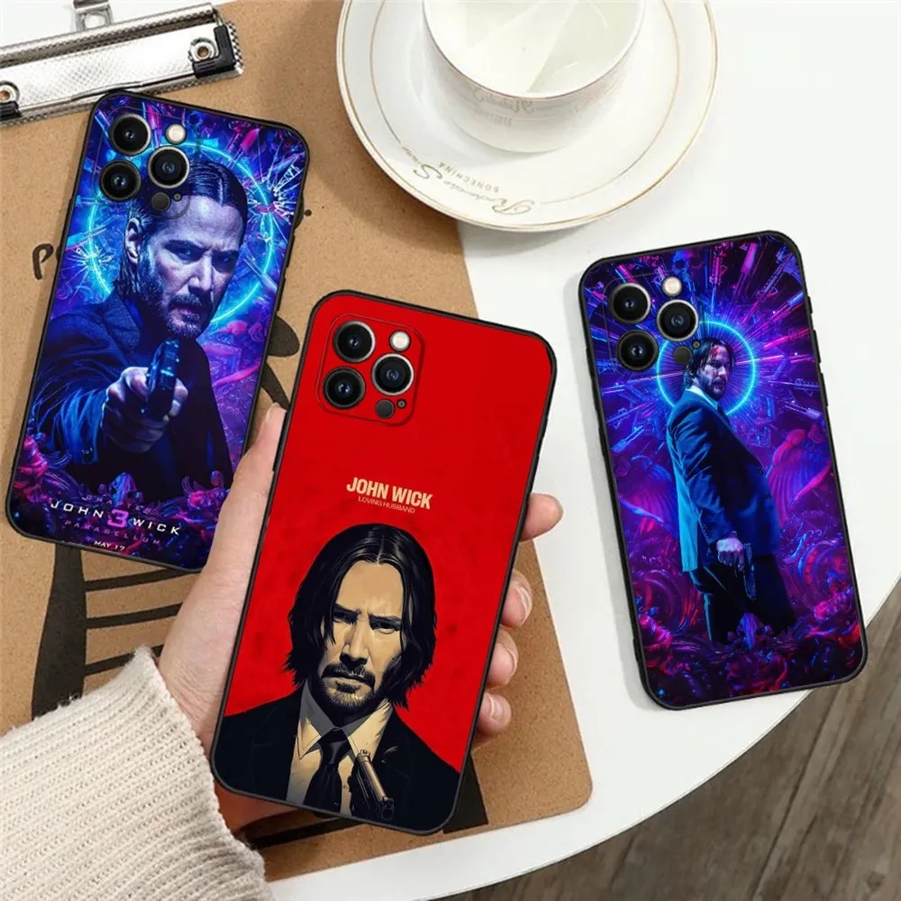 J-John Wick Movie Phone Case For Apple iPhone 15,14,13,12,11,XS,XR,X,8,7,Pro,Max,Plus,mini Silicone Black Cover