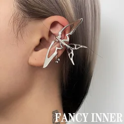 VCH 2022 New Bird Swallow Shape Ear Clip Hollow Gold Silver Color Metal Rhinestones Earring Jewelry for Women Men Couples