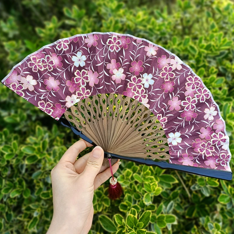 Small Flower Folding Fan Japanese Cherry Blossom Retro Cheongsam Hanfu Travel Selfie Jewelry Wedding Fan Home Daily Ornaments