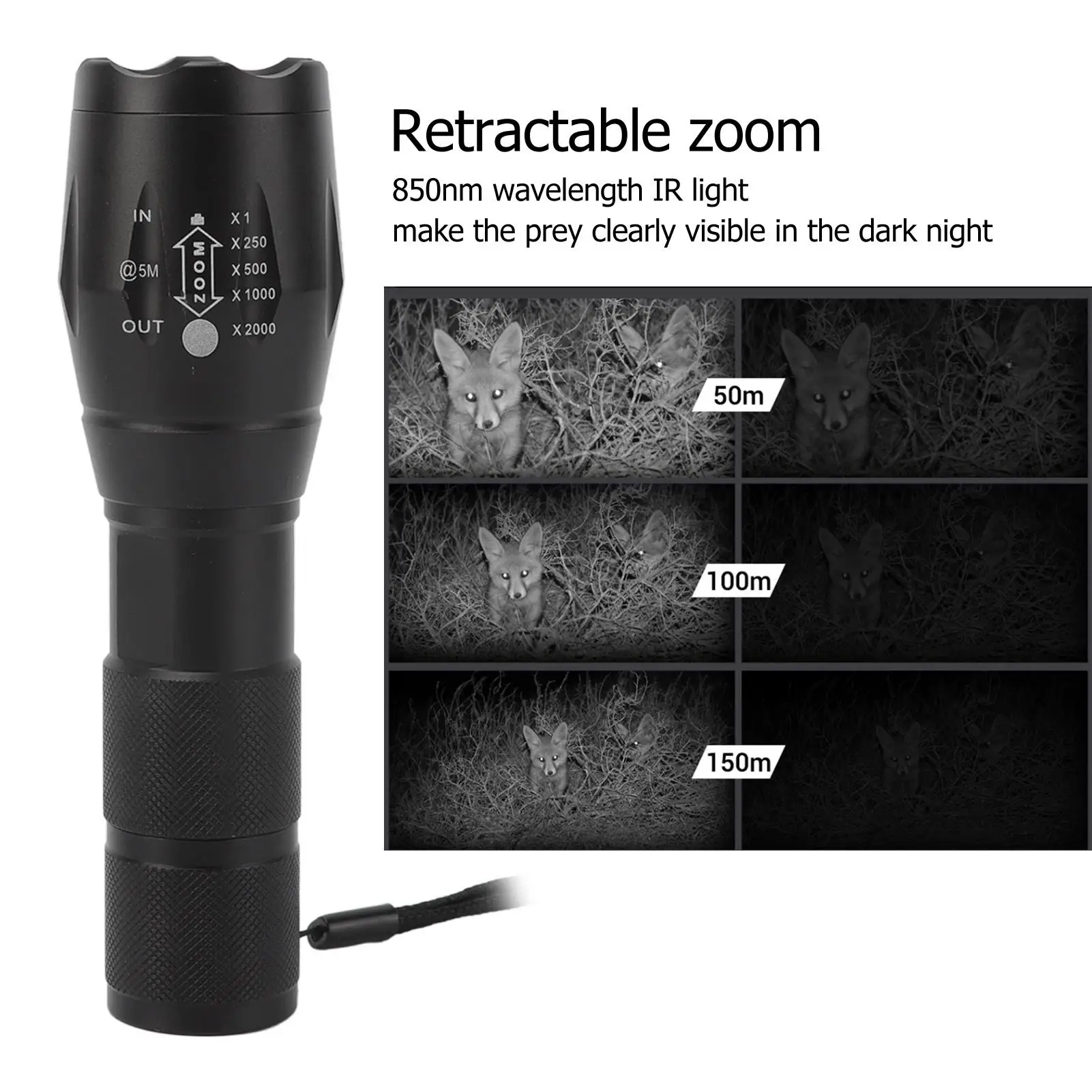 IR Flashlight Night Vision Torch for outdoor Portable