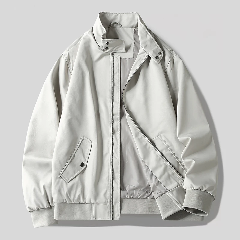 Spring and Autumn Men's Retro Casual Standing Collar Commuting Jacket Windproof Breathable Durable Lightweight Daily Jacket