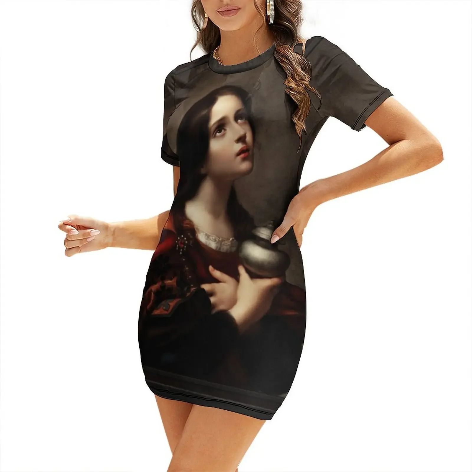 

Mary Magdalene by Carlo Dolci Xzendor7 Old Masters Reproductions Short-Sleeved Dress Female clothing Dress