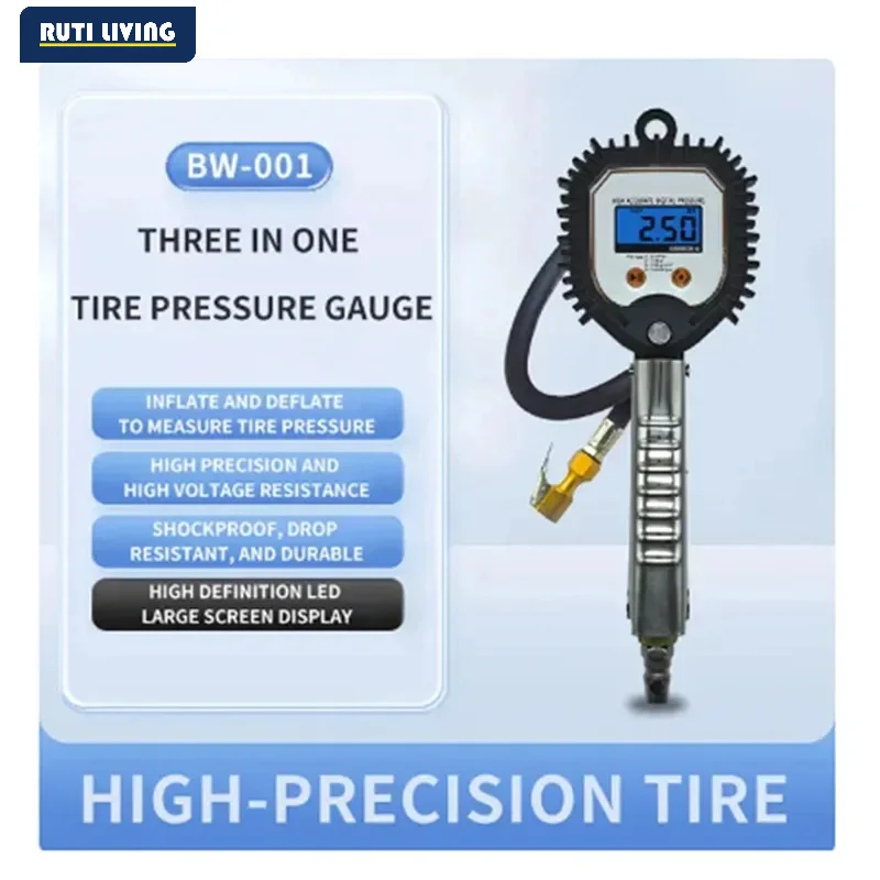 Digital Display Tyre Pressure GaugeHigh Precision Monitoring Inflator GunCar Valve Valve Universal Repair Tool