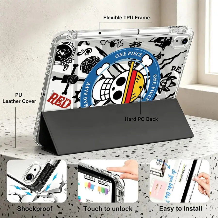 Tablet Case For Samsung Galaxy Tab S9 Plus S7 FE A8 A11 A9 Plus S10 Lite S8 With Pen Slot Cover One P-Piece Zoros Luffys