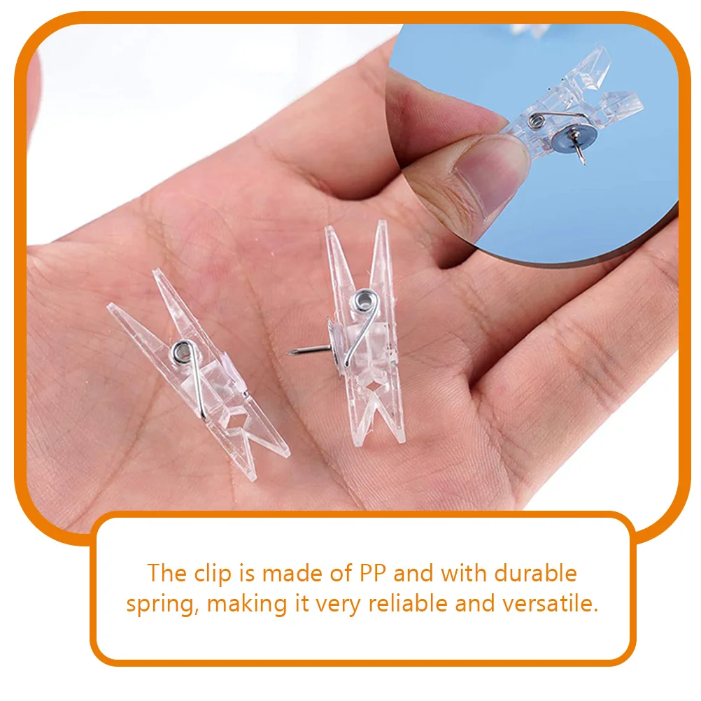 2 Boxes Decorative Photo Clip Picture Pushpin Clips for Pictures Plastic Colorful