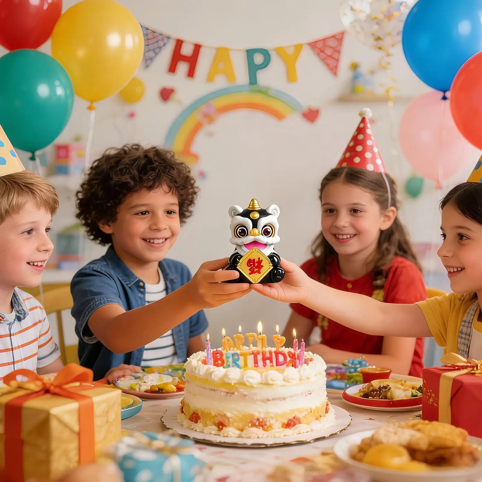 

Dashboard Figurines Solar Powered Lion Dance Chinese New Year Table Decor Car Dashboard Decorations For Drivers Collectors