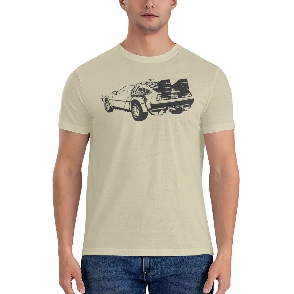 Delorean T-Shirts Men Back to the Future Novelty Pure Cotton Tee Shirt Round Neck Short Sleeve T Shirt New Arrival Tops