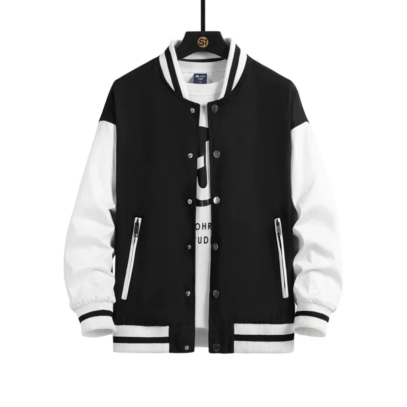 mens zipper Hip-Hop Jackets Coats male Baseball Uniform Couple Casual Jacket Men high quality solid color clothing black white