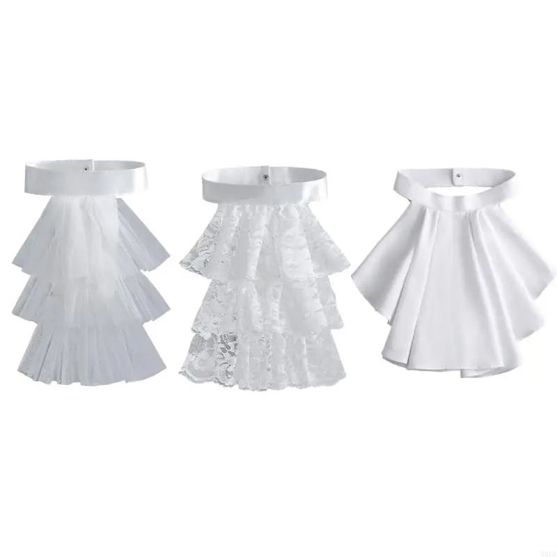 50LE Elegan Detachable Ruffled Ruffled Jabot Collar Costume Accessory Untuk Panggung Pertunjukan