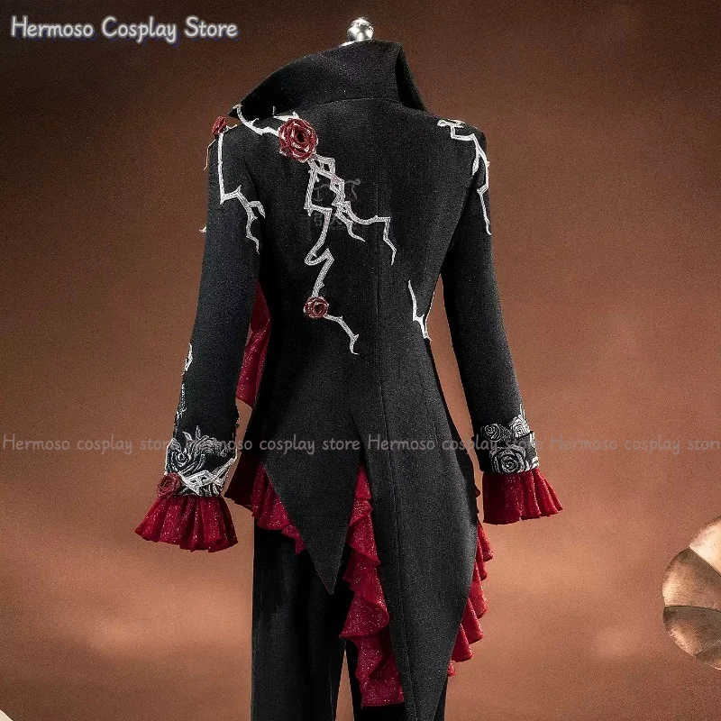 Identity V Composer Uaithne Cosplay Costume Frederick Kreiburg Tailcoat Red Scarf Earrings Accessories Prop Halloween Party Suit - view 4