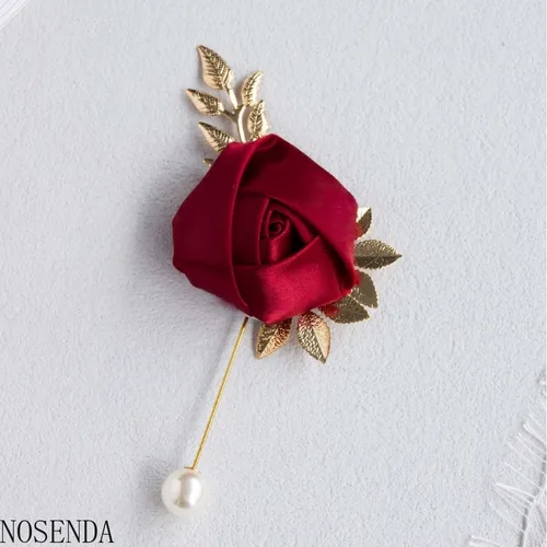 Imagen 2 del producto Boutonniere para novio, broche de testigo de boda para hombre, flor en el ojal de rosas de seda, alfileres de ramillete para hombre, flor en el ojal para boda, fiesta de graduación