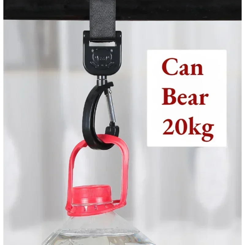 2 ganchos de correia de náilon para bebês, saco de suspensão rotativo, saco de armazenamento de carrinho de mão de 360 graus, acessórios de carrinho de mão