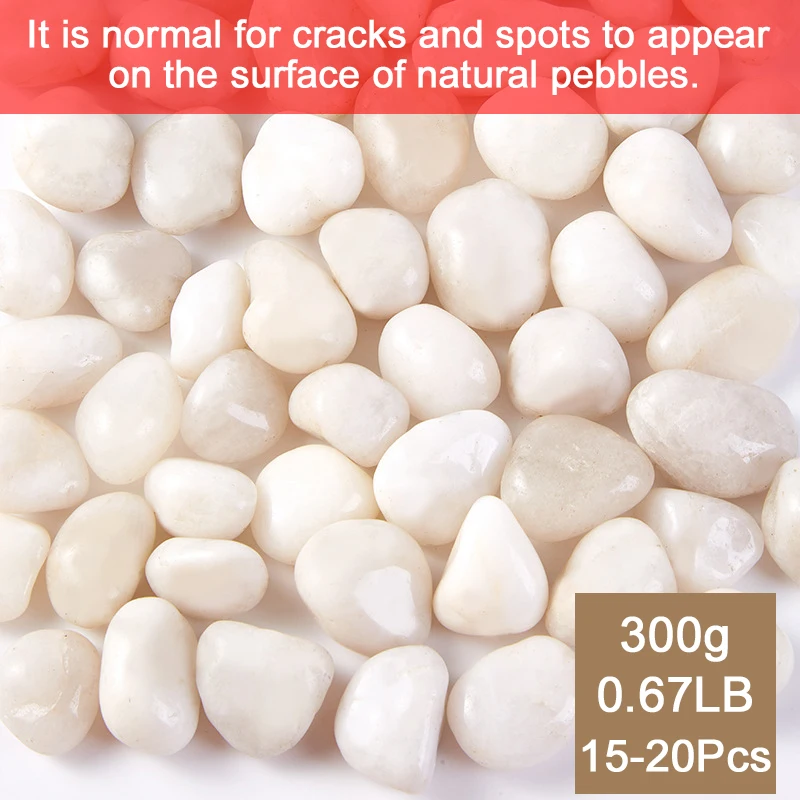 300g/800g 2-3cm White Pebbles, Natural High Polished Potted Fish Tank Decorative Stone, Garden Landscape Decoration Pebbles