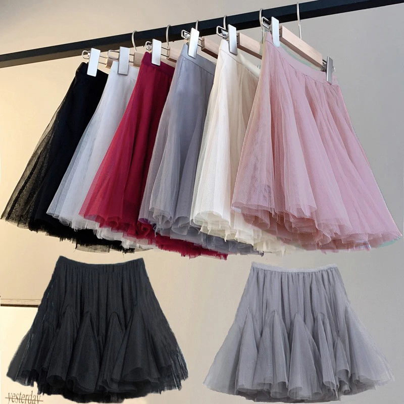 Girls Mesh Skirt Fashion All-match Classic Elegant Dance Teen School Kids Fluffy Skirt Soft High Waist 10 12 Years Child Clothes