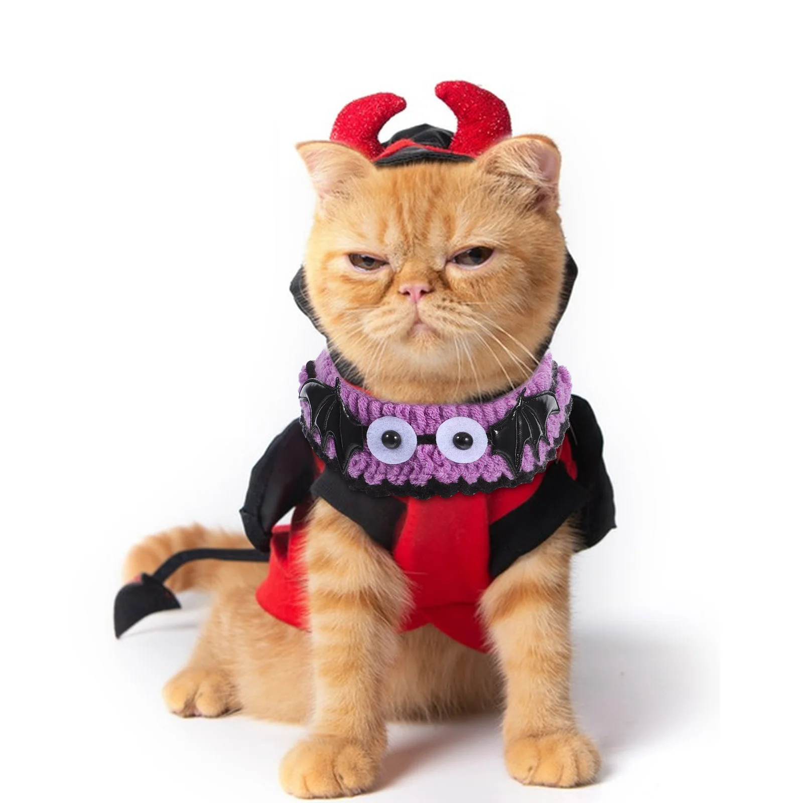 

Halloween Cat Collar Scarf Small Knitted Decorative Adjustable Dog and Cat Bib Fits 14cm Neck Soft Woolen Pet Collar