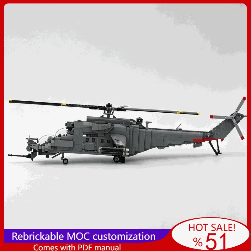 1428PCS Mi24 Superhind Multifunctional War Series Attack Helicopter Building Blocks Model DIY Assembly Education Display Gift To