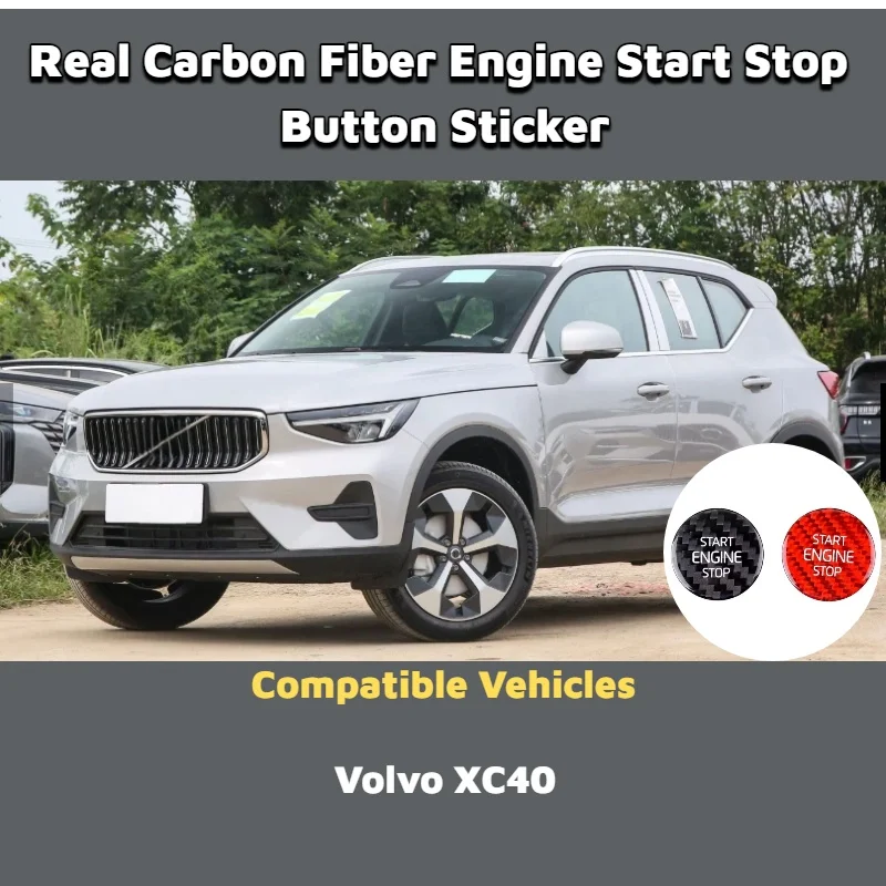 Real Carbon Fiber Engine Start Stop Button Cover Trim Sticker for Volvo XC40 Car Ignition Device Atuo Interior Decor Accessories