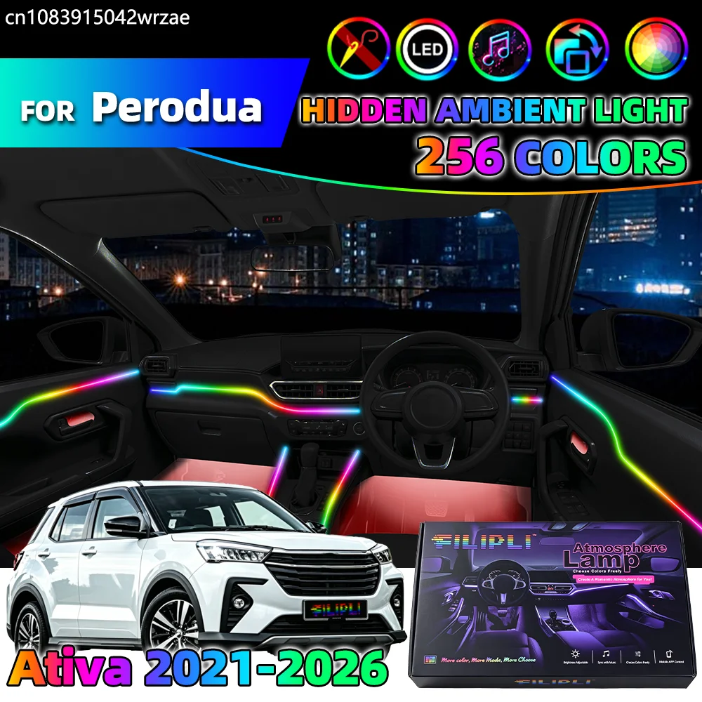 

18 in 1 For Perodua Ativa 2021-2026 Years Car Interior Ambient Lights Strips Breathing Lighting Kit App Control Auto LED strips