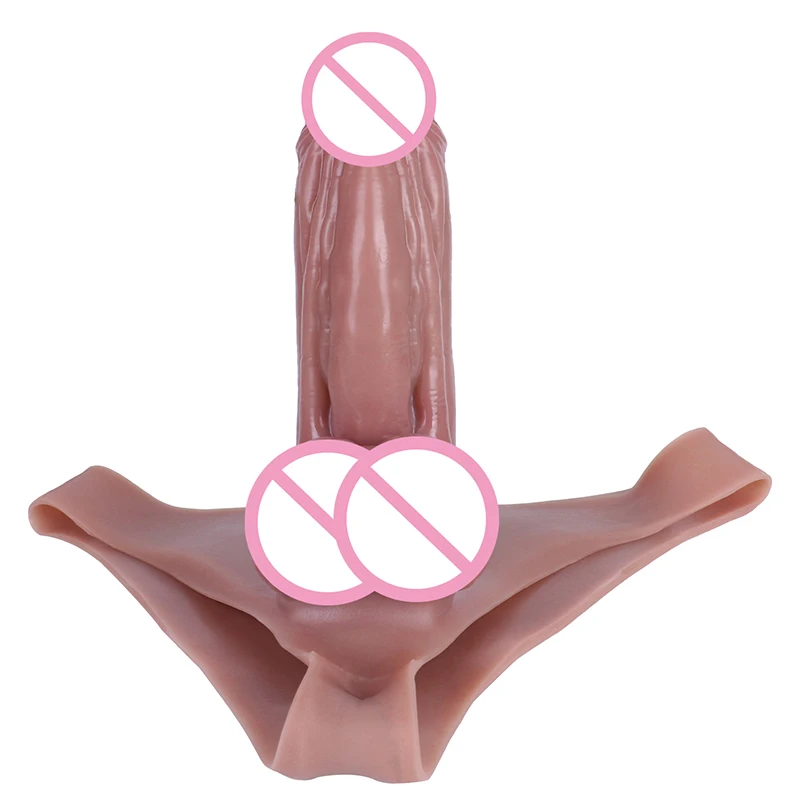 21*7cm Stretchy Thick Dildo Panties Hollow Penis Triangle Packing Underwear Enlarger Sleeve Women Masturbator Adult Sex Toys