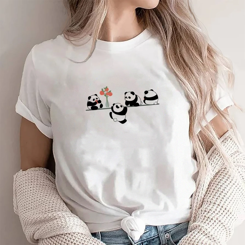 

Loose and Comfortable Grunge Style Short-Sleeved T-Shirt for Women | Cute Little Panda | Gothic Casual | Lazy Street