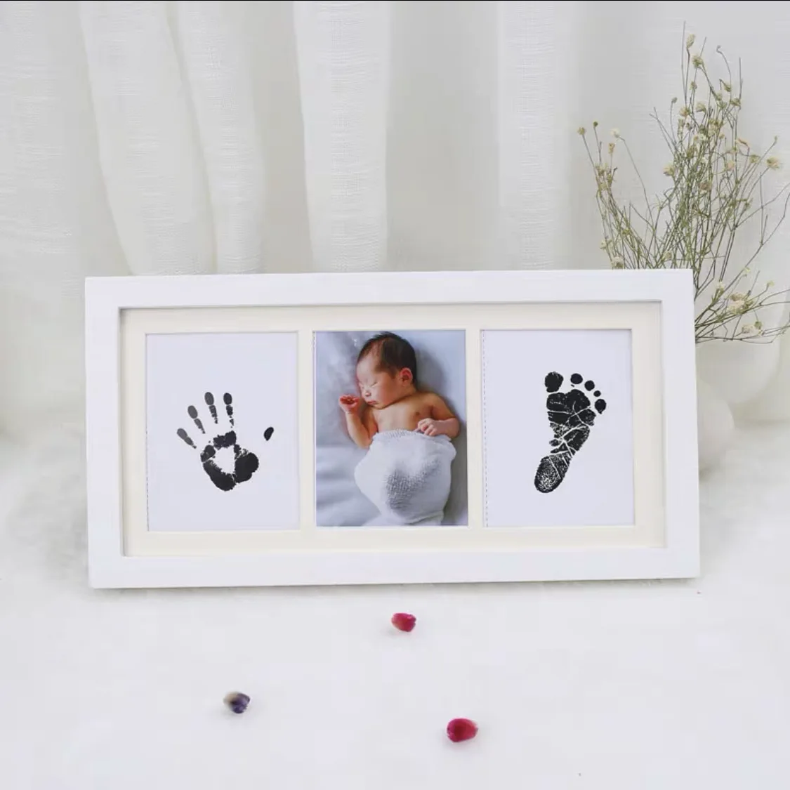 Newborn Memorial Ink Hand Foot Print Photo Frame Baby DIY Handprint Footprint Picture Frame Growing Souvenir Items Paw Print Pad