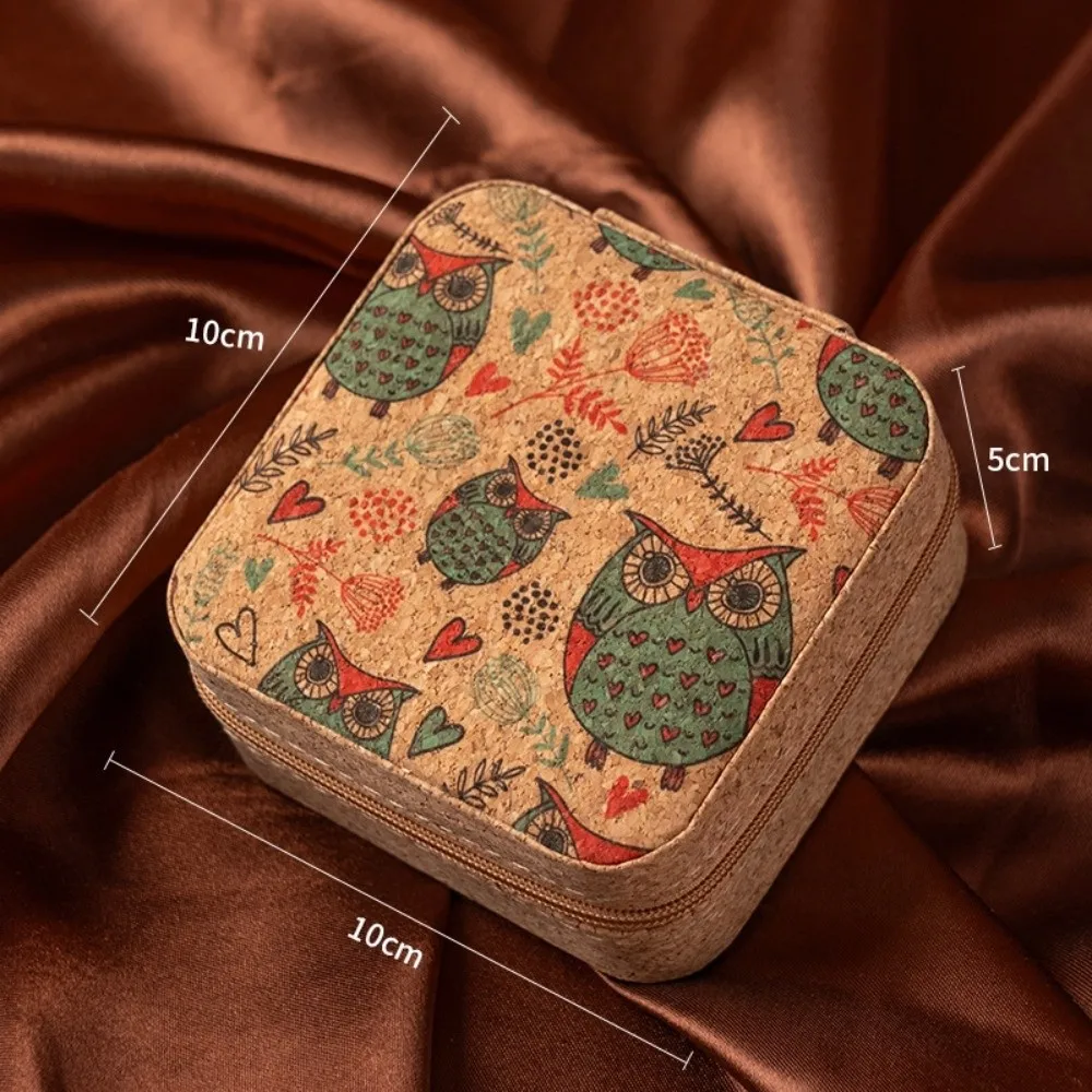 

Retro Portable Jewelry Storage Box Layered Mini Jewelry Organizer Zipper Closure Travel Jewelry Case Ring Necklace Earrings