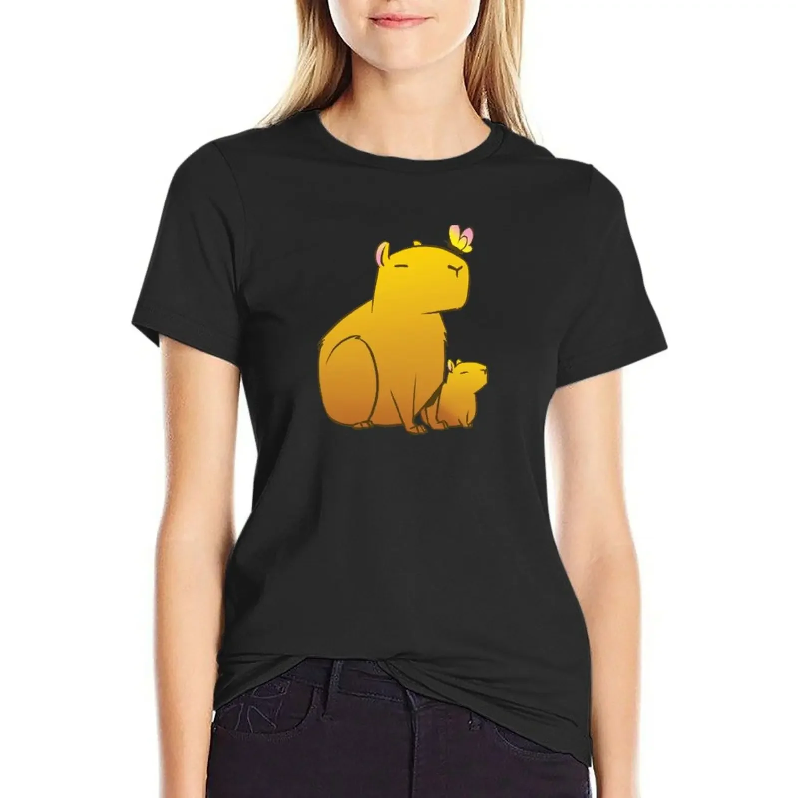 

Chilling Capys T-Shirt kawaii clothes animal print tees clothes for woman