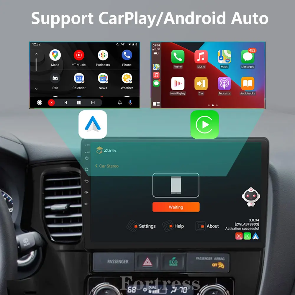 Radio de coche 2din Android 16 Carplay para Mitsubishi Outlander 3 xl 2012 - 2018 Reproductor multimedia 2K Estéreo DVD GPS Unidad principal 3