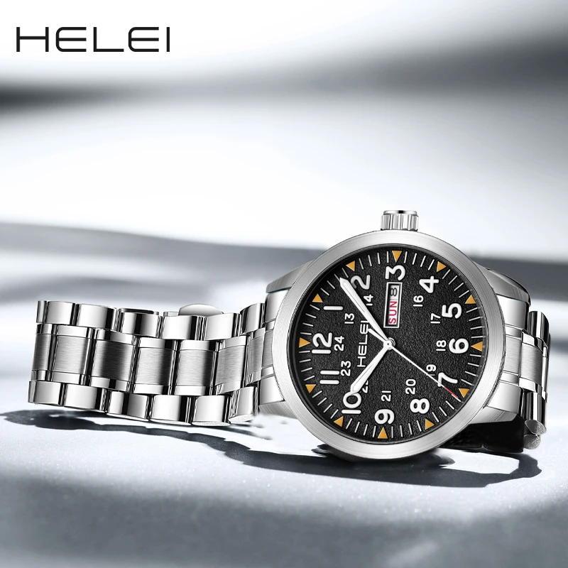HELEI new models 2024 helmsman series personalized wind multi-function quartz movement men's quartz watches men's wristwatches