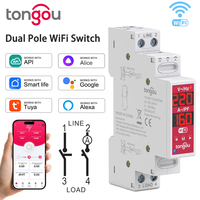 TONGOU 2P 18mm WiFi Relay 16A 100-240V AC Over/Undervoltage Auto/Manual Reclose Tuya Smart Life APP Control L/N or L/L