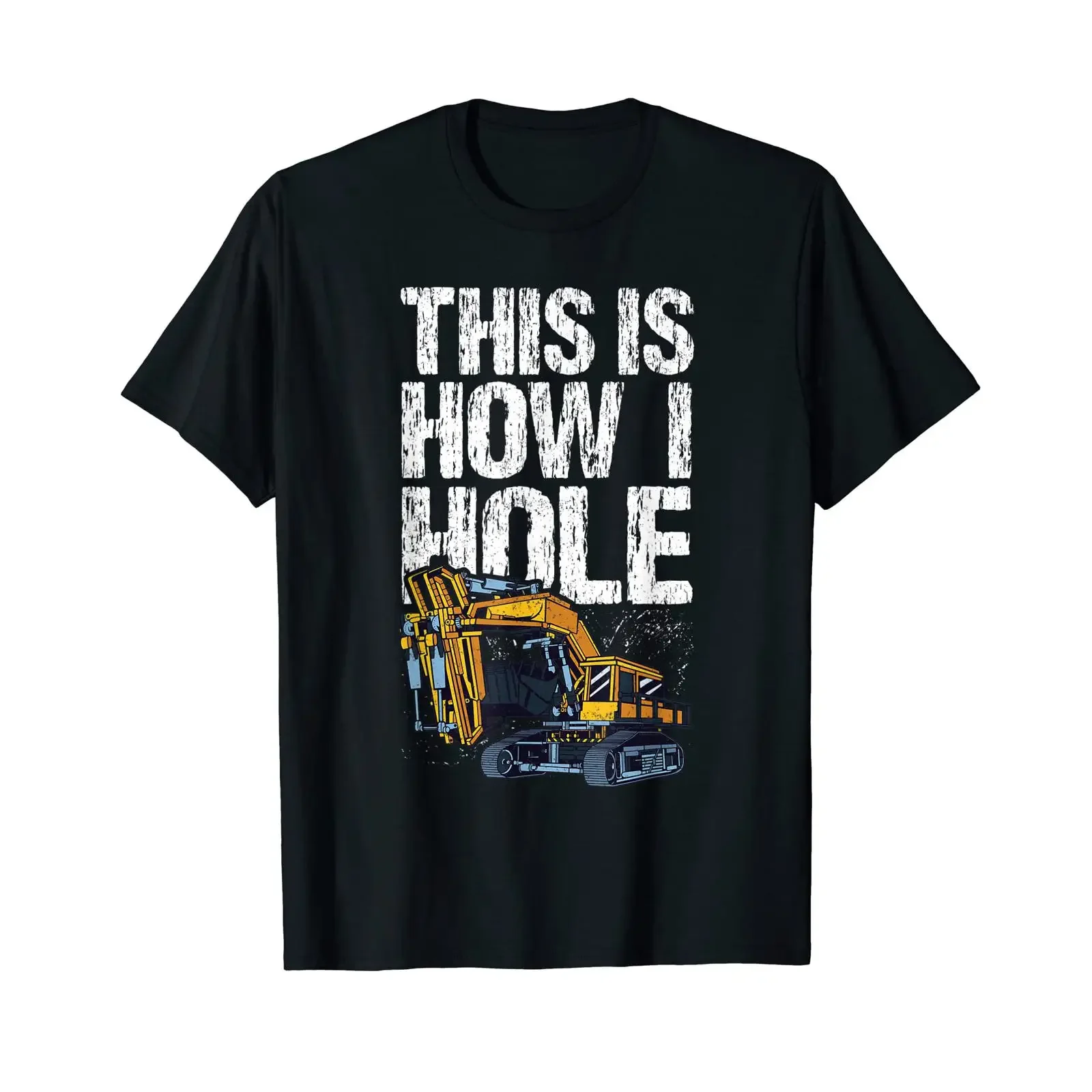 Digger Heavy Equipment Operator Excavator T Shirt vintage Washed Casual Stretched Breathable Slightly Top For Everyday Wear