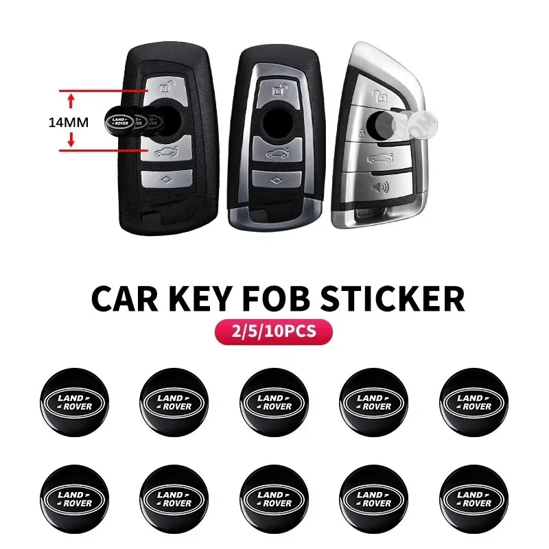 

2/5/10pcs 14MM Car Key Shell Sticker 3D Aluminum Auto Key Remote For Land Rover Sport Rnage Rover 2 3 Freelander Defender Evoque
