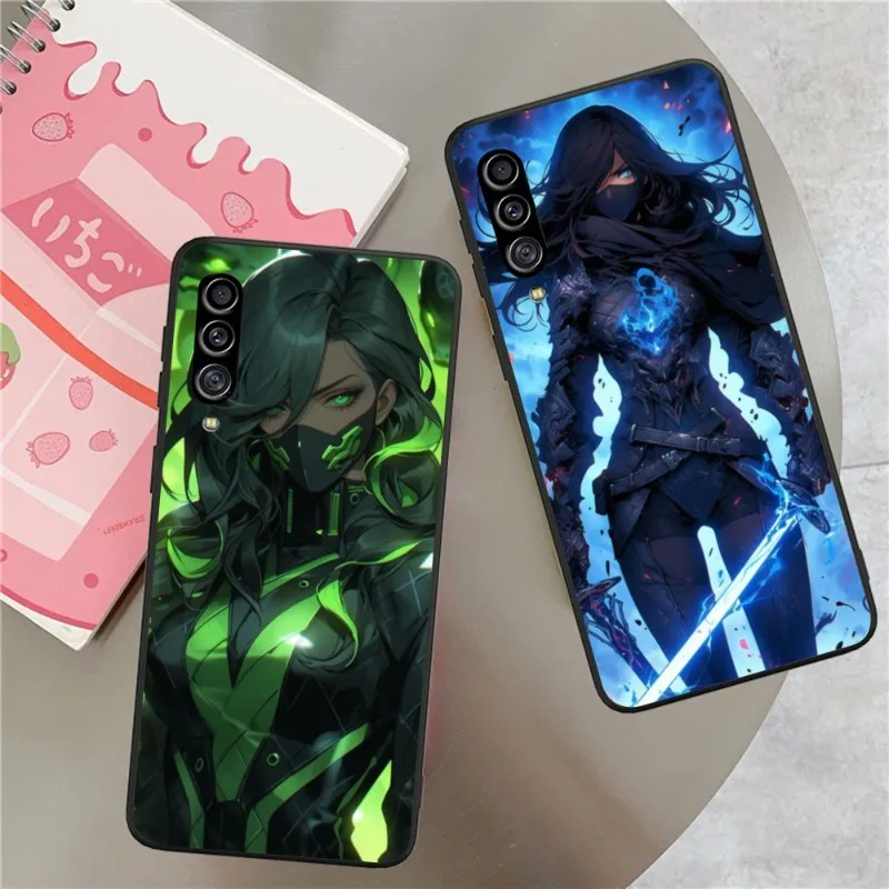 Worrier Girl Mobile Cell Phone Case for Samsung Galaxy S23 S22 S21 S10 S9 S8 Plus Ultra Black Soft Phone Cover Funda