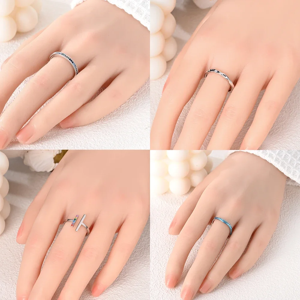 Anillo de Plata de Ley 925 para mujer, sortija lineal minimalista con circonita certificada Origin, joyería exquisita de aniversario, regalo de alta