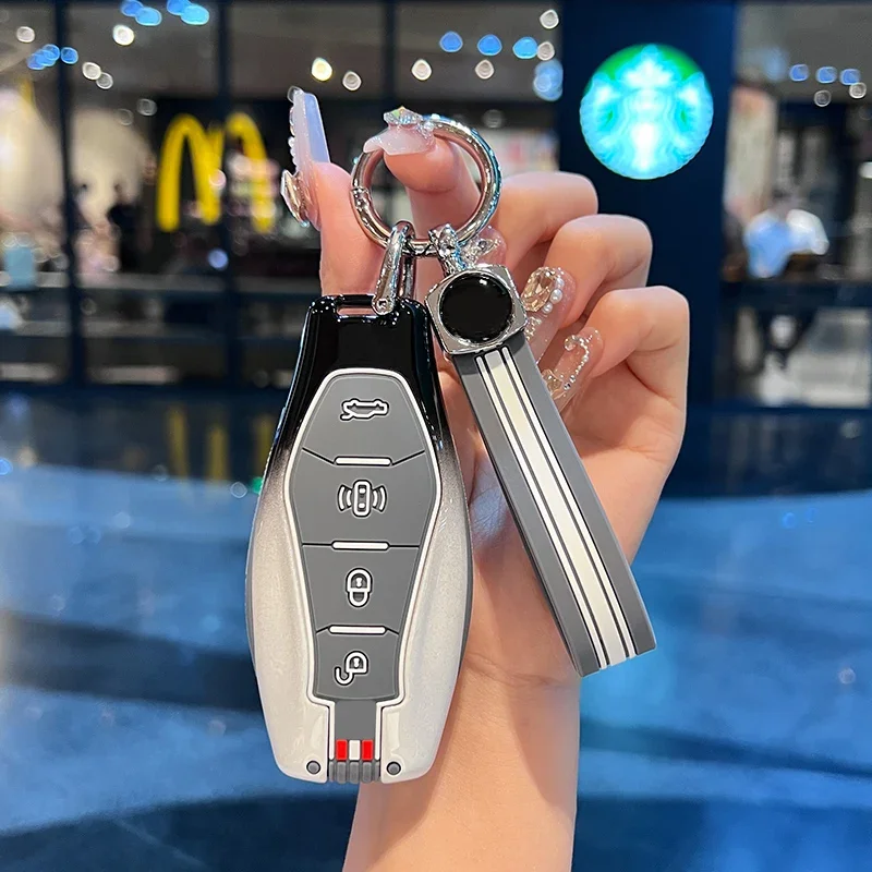 

Zinc alloy car key case shell protective cover suitable for Hongqi H5 H6 HS7 HS3 HS5 car accessories decorative key chain cover