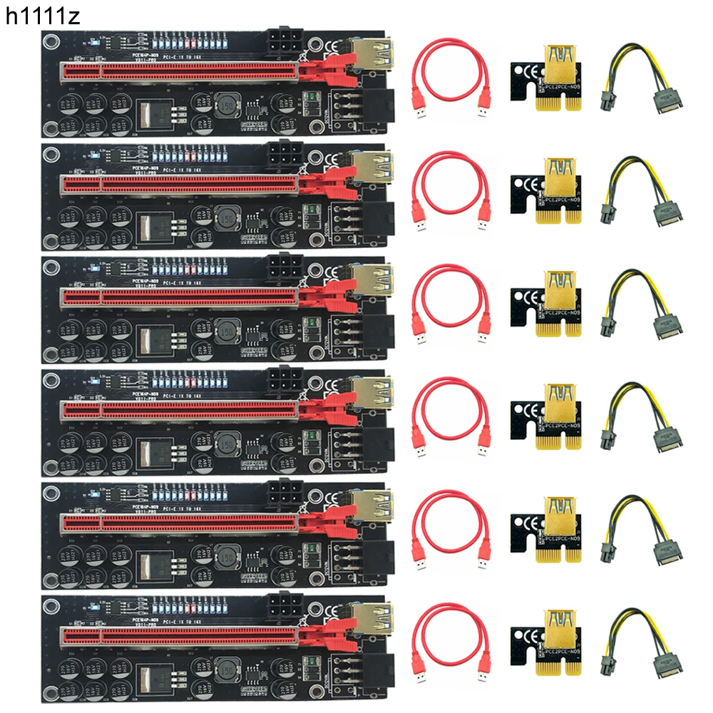 

6 PCS PCIE Riser VER011 Pro USB 3.0 VER 011 Riser for Video Card Cabo Riser PCI Express X16 Extender Adapter Card for BTC Mining