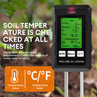 6 in 1 Soil Tester PH Temperature Humidity Meter Nutrient Moisture Fertility Meter Sunlight Air Moisture Detector For Gardening
