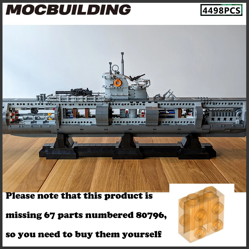 MOC-Modelo de U-boat, Série Militar, Escala 1:55, Tijolos DIY, Presente de Aniversário, Coleção Navio, Montar Brinquedos, Presente de Natal