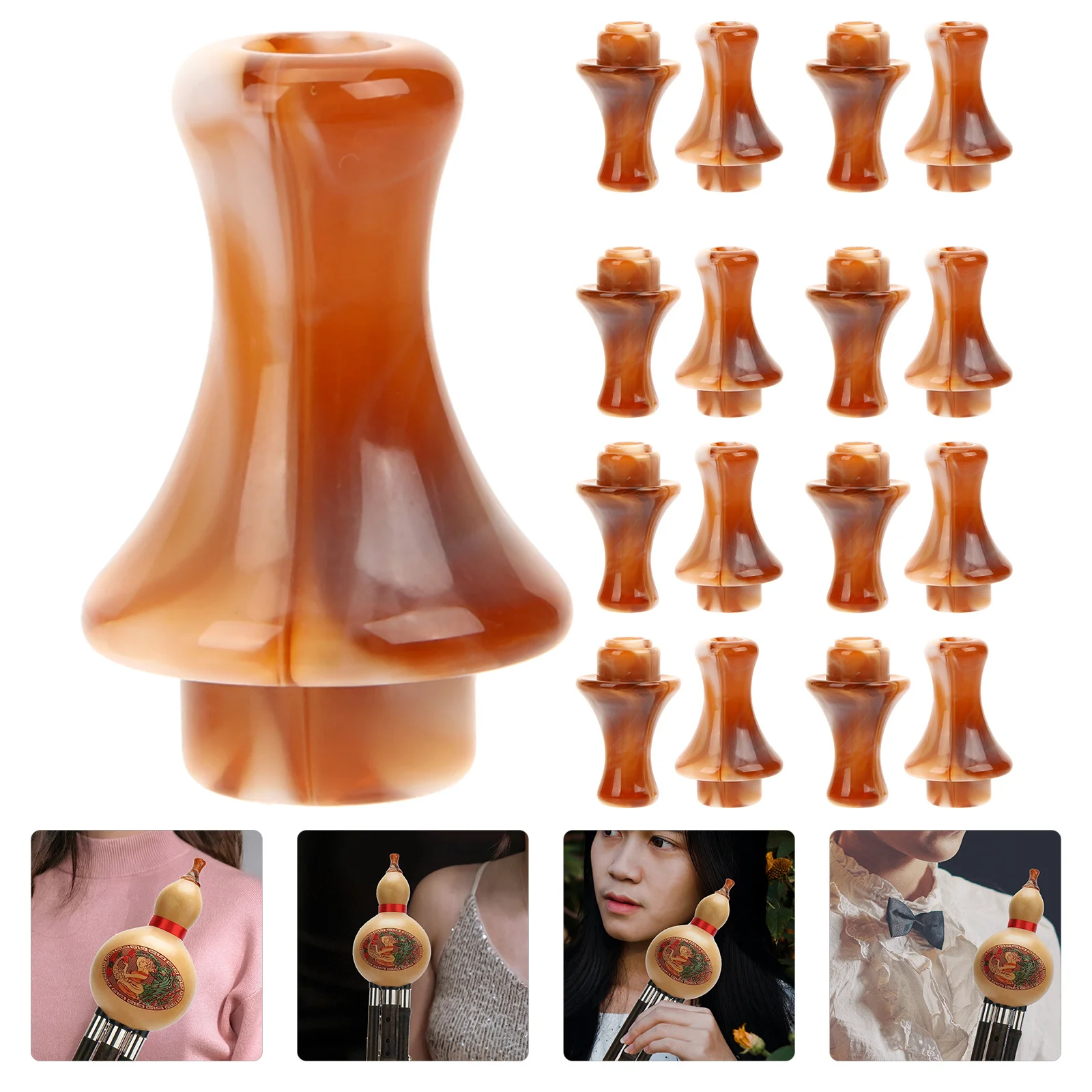 

16Pcs Hulusi Mouthpieces Universal Resin Blow Tips for Bamboo Woodwind Hulusi Instrument Accessories Durable Practical
