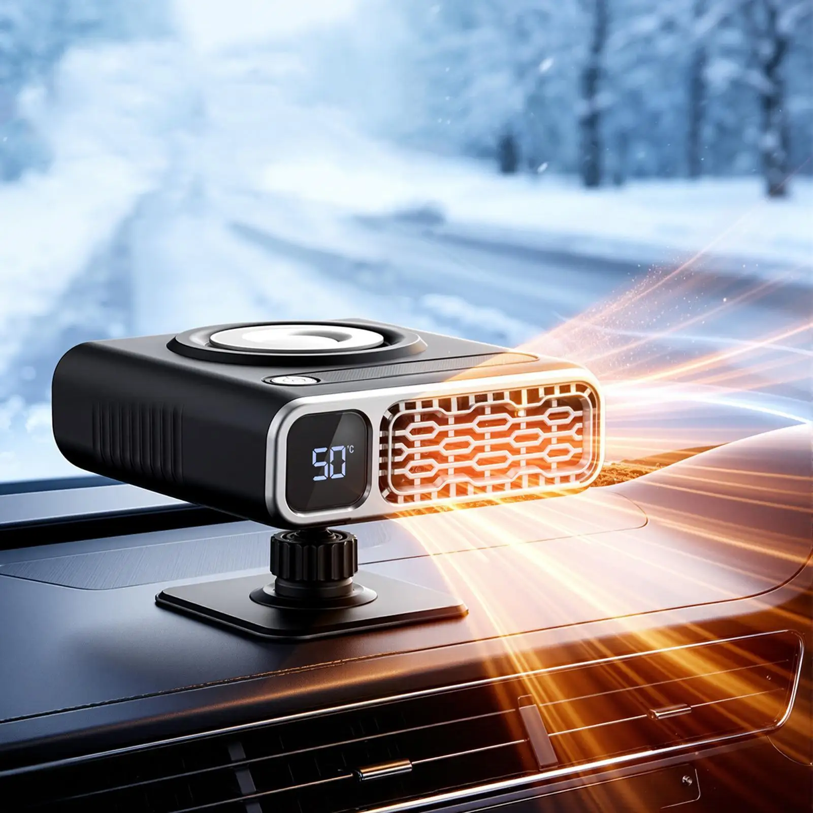 Portable Heater For Car 12V Plug-in Defogger With Fan Mode Car Defroster Windshield Heater For Sedan SUV RV Taxi Ice Snow Frost
