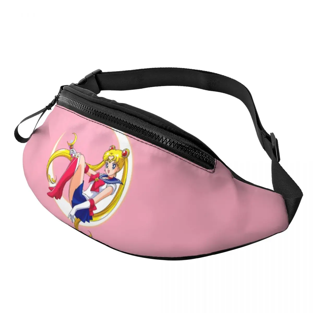 

Custom Cool Sailors Anime Moons Fanny Pack Women Men Manga Crossbody Waist Bag for Running Phone Money Pouch