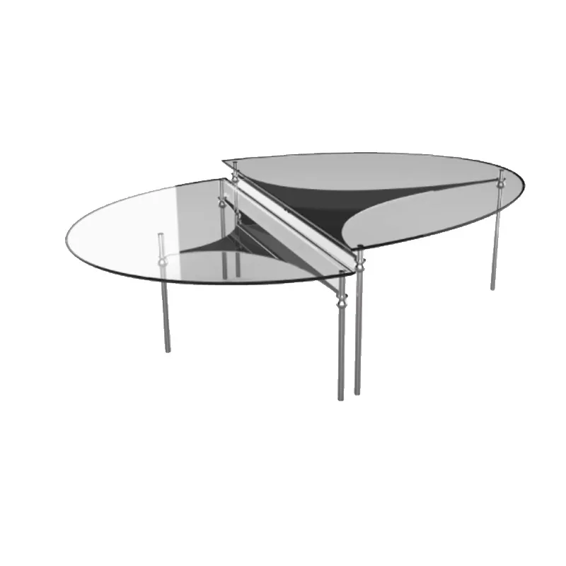 Medieval Bauhaus Korean living room stainless steel glass combination coffee table set sofa side table