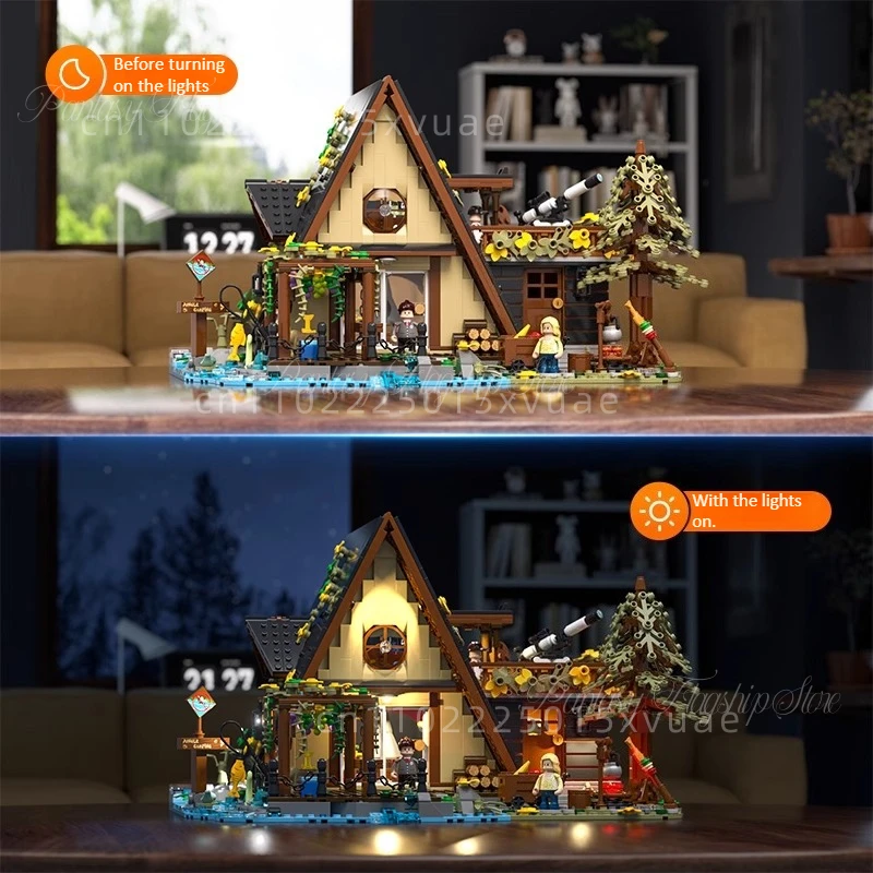 مكعبات بناء منزلية جديدة على شكل حرف A مع ألعاب مجمعة للإضاءة نموذج ديكور سطح المكتب يجمع هدية عيد الميلاد للأطفال #4