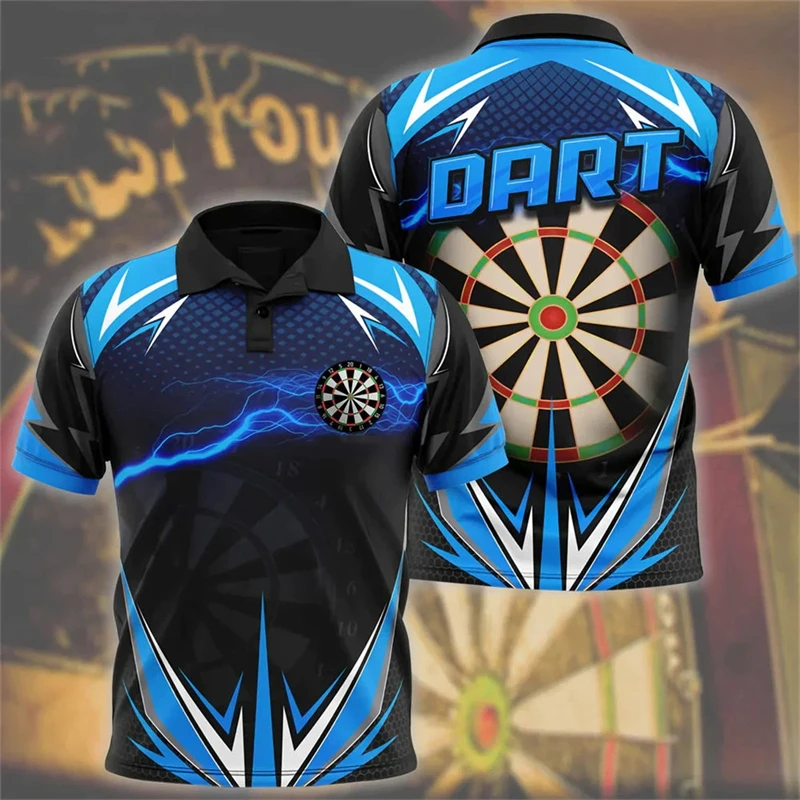 Darts Turntable Graphic Short Sleeve Polo Shirts For Men Clothes Casual Party Lapel POLO Shirt Fan Of Knives Club Team Male Tops