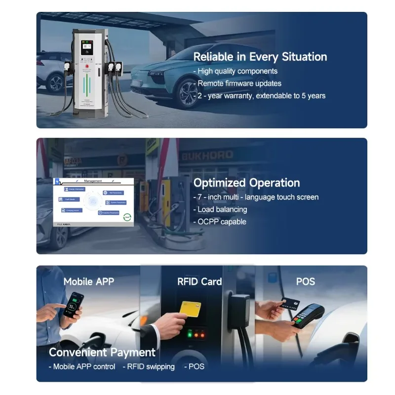240KW Three Guns Electric Car Charging Station CCS2 GBT Fast Charging Pile New Condition DC Output
