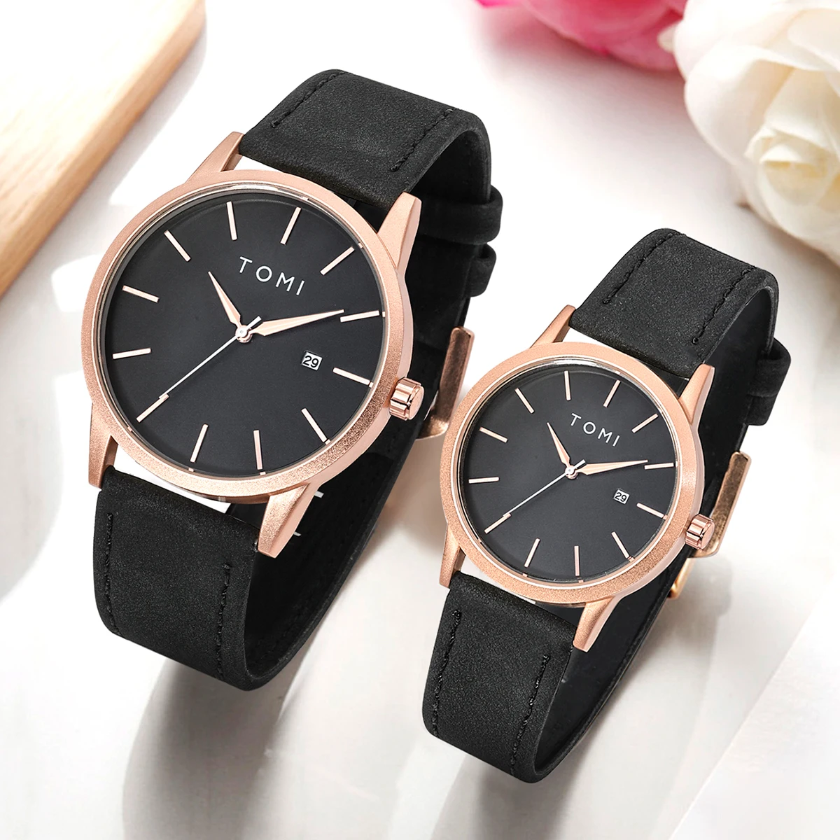 TOMI Luxury Casual Couple Watch Simple Men\'s and Women\'s Calendar Business Quartz Watch Women\'s Watch Watch Clock Gifts Reloj