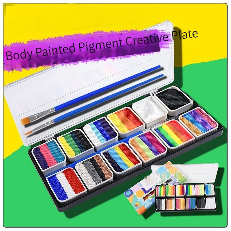 Rainbow Body Paint Art  Children Makeup Painting Pigment Kit Supplies Bright Color Face Body Paint Set UV Neon Face Painting