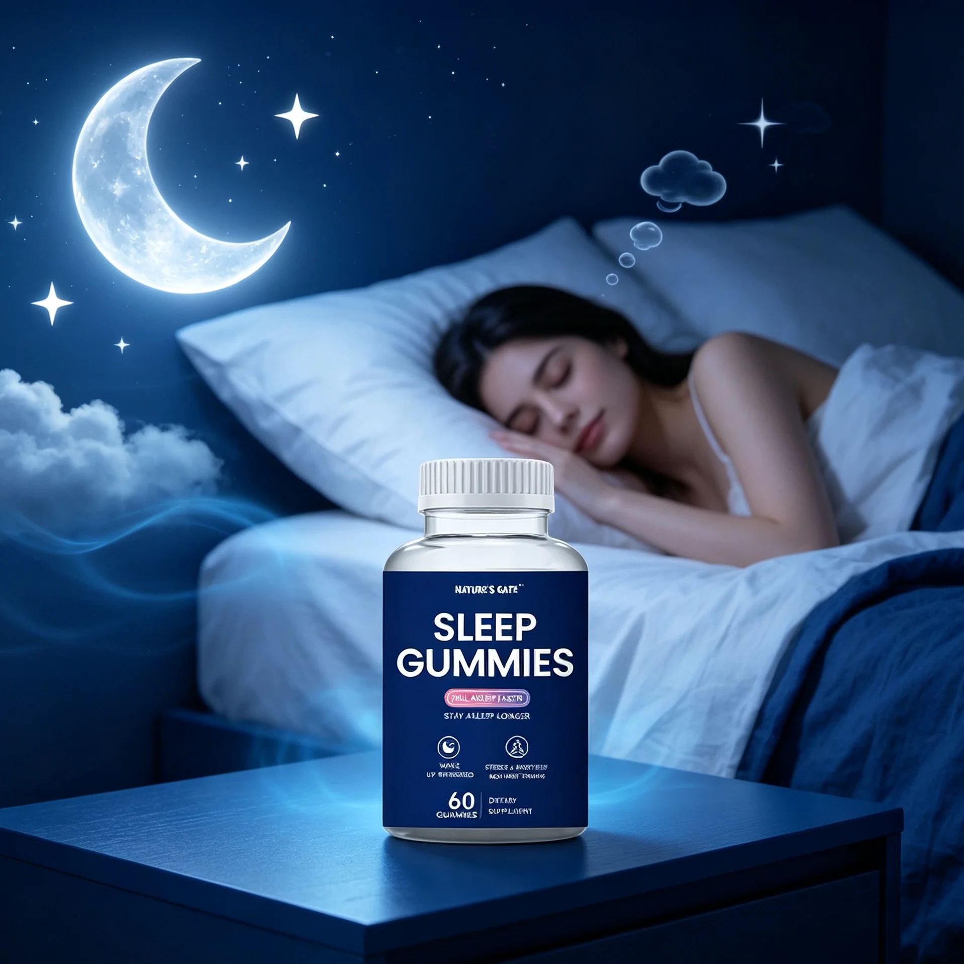 European Lab Developed Night Wellness Gummies Multi Herbal Extract Mood Relax Sleep Rhythm Nutritional Supplement